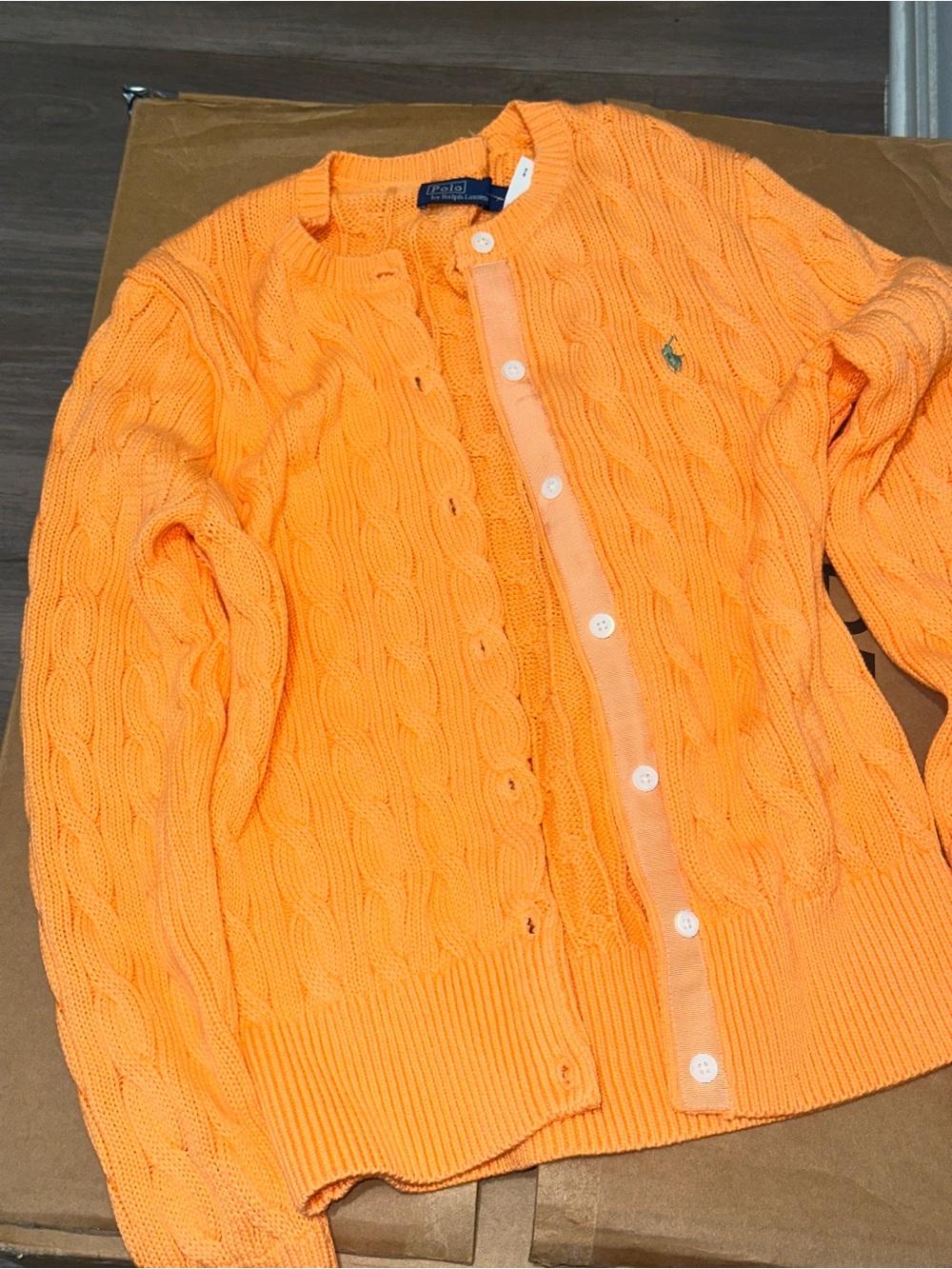 Polo by Ralph Lauren Orange Cable-Knit Cardigan